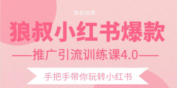 狼叔小红书爆款推广引流训练课4.0,手把手带你玩转小红书-资源宝库吧