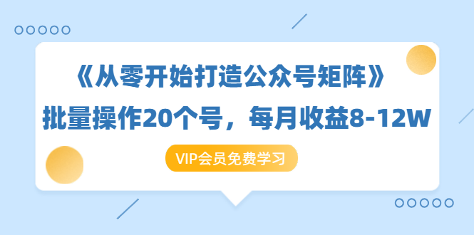 《从零开始打造公众号矩阵》批量操作20个号,每月收益大概8-12W(44节课)-资源宝库吧