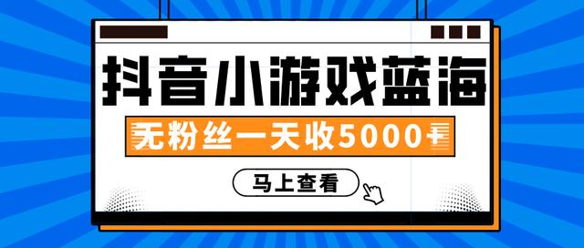 赚钱计划:抖音小游戏蓝海项目,无粉丝一天收入5000+-资源宝库吧