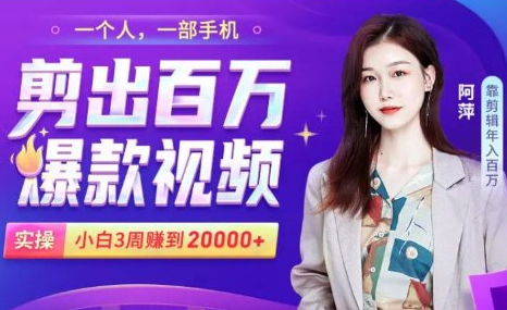 小白易上手的手机剪辑赚钱课,抓住短视频风口月赚2万+-资源宝库吧