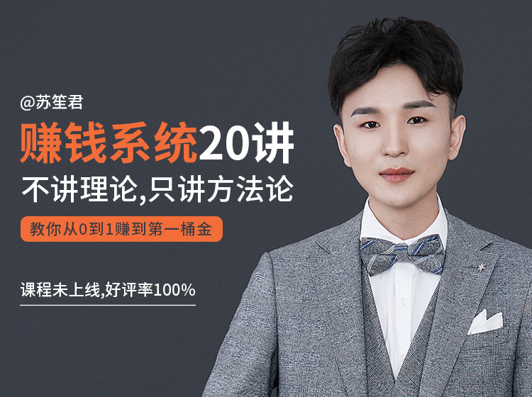 苏笙君的赚钱系统20课 教你从0到1赚到你的第一桶金(不讲理论,只讲方法论)-资源宝库吧