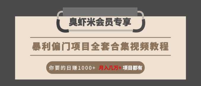 暴利偏门项目全套合集视频教程:你要的日赚1000+月入几万+项目都有-资源宝库吧