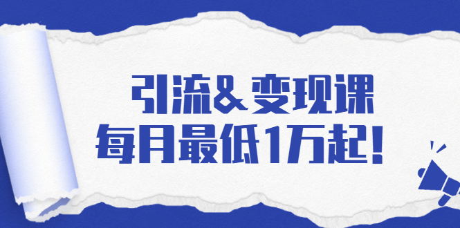引流&变现课：分享一整套流量方法以及各个渠道收入，每月最低1万起！-资源宝库吧