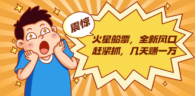 火星船票,全新风口赶紧抓,几天赚一万+摆地摊卖尾货月入一万(5个项目)-资源宝库吧