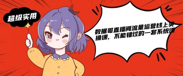 数据哥直播间流量运营线上实操课，不能错过的一套系统课-资源宝库吧