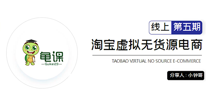 龟课·淘宝虚拟无货源电商5期，全程直播 现场实操，一步步教你轻松实现躺赚-资源宝库吧