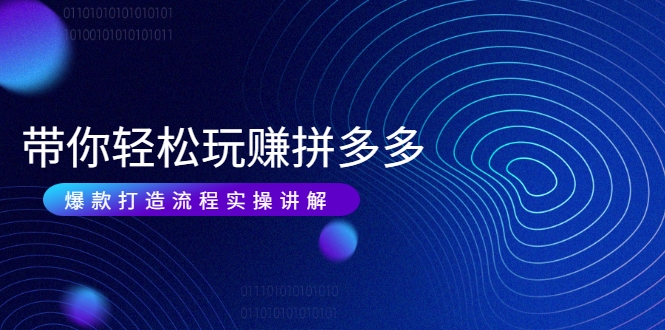 带你轻松玩赚拼多多：花的少 赚的多 爆款更简单 爆款打造流程实操讲解-资源宝库吧