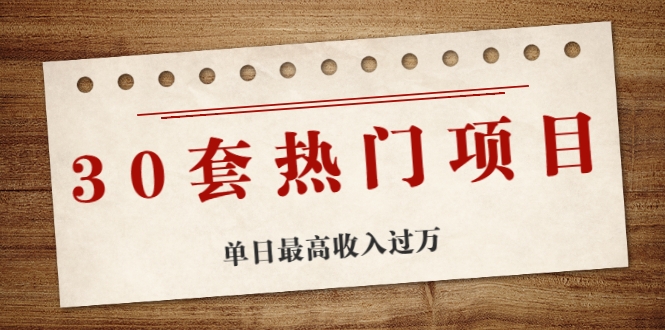 30套热门项目:单日最高收入过万 (网赚项目、朋友圈、涨粉套路、抖音、快手)等-资源宝库吧