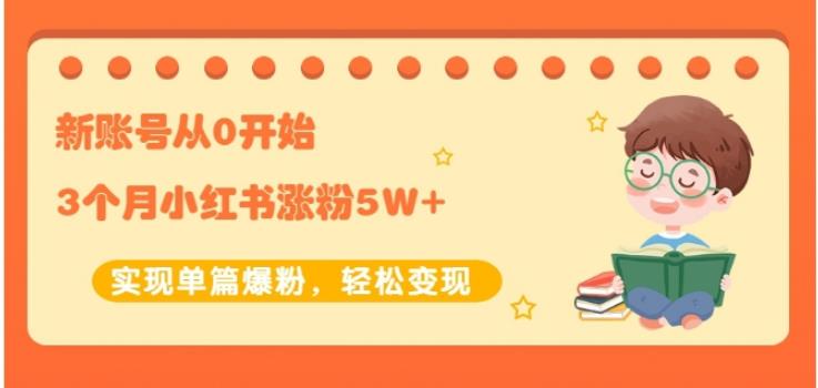 生财小红书涨粉变现：新账号从0开始3个月小红书涨粉5W+实现单篇爆粉-资源宝库吧