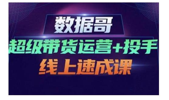 数据哥·超级带货运营+投手线上速成课,快速提升运营和熟悉学会投手技巧-资源宝库吧