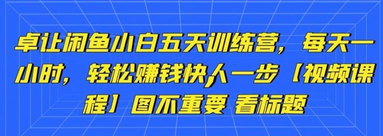 卓让闲鱼小白五天训练营,每天一小时,轻松赚钱快人一步-资源宝库吧