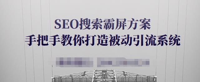 SEO搜索霸屏方案,手把手教你打造被动引流系统【视频课程】-资源宝库吧