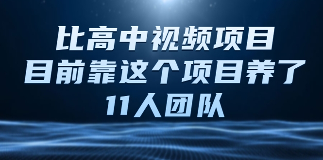比高中视频项目,目前靠这个项目养了11人团队【视频课程】-资源宝库吧