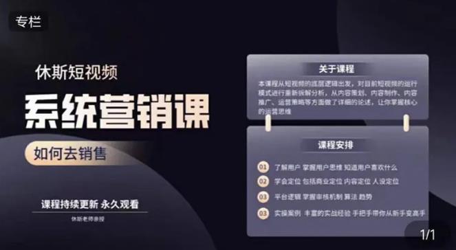 休斯短视频系统运营大课,你掌握核心的运营思维 价值7800元-资源宝库吧