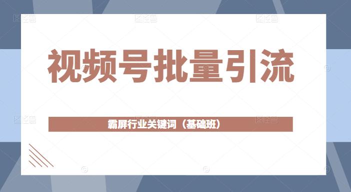 视频号批量引流,霸屏行业关键词(基础班)全面系统讲解视频号玩法-资源宝库吧
