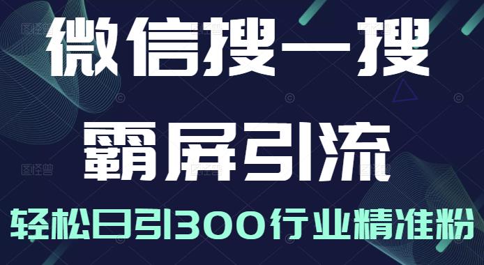 微信搜一搜霸屏引流课,打造被动精准引流系统,轻松日引300行业精准粉-资源宝库吧