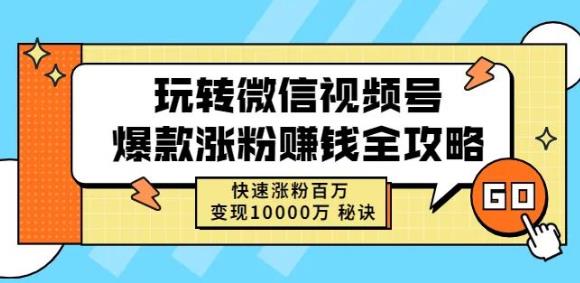 玩转微信视频号爆款涨粉赚钱全攻略,快速涨粉百万变现万元秘诀-资源宝库吧