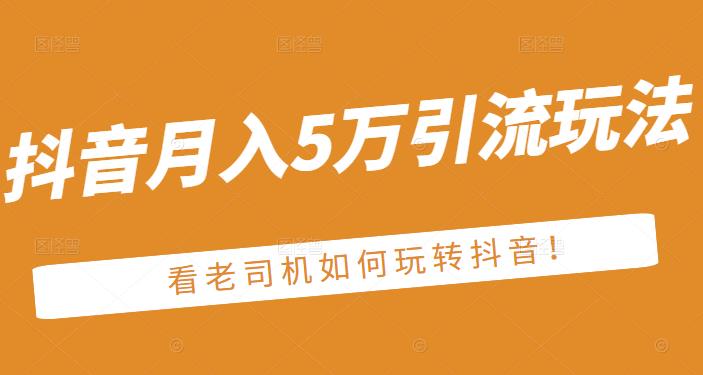 老古董·抖音月入5万引流玩法,看看老司机如何玩转抖音(附赠:抖音另类引流思路)-资源宝库吧