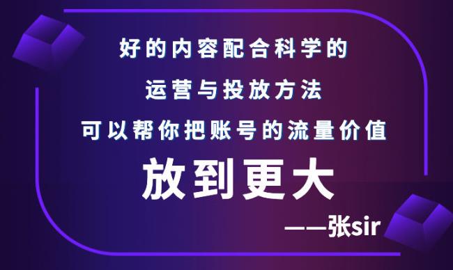 张sir账号流量增长课，告别海王流量，让你的流量更精准-资源宝库吧