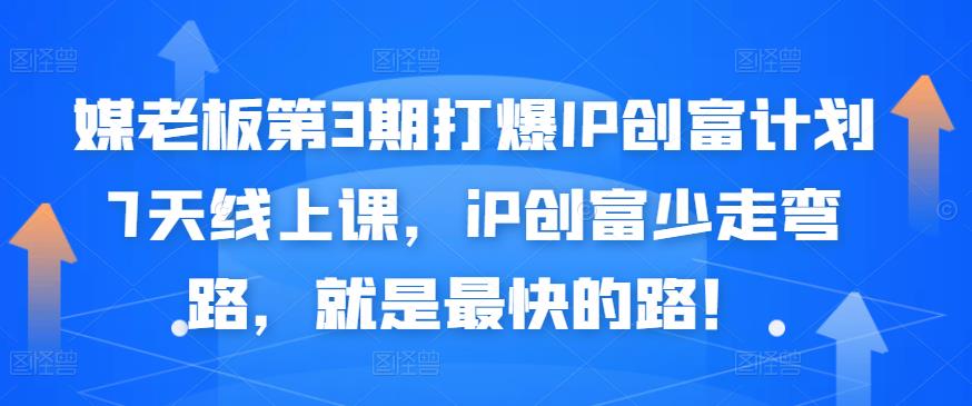 媒老板第3期打爆IP创富计划7天线上课,iP创富少走弯路,就是最快的路!-资源宝库吧
