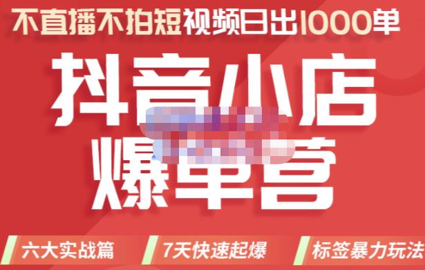 推易电商·2022年抖音小店爆单营,不直播、不拍短视频、日出1000单,暴力玩法-资源宝库吧