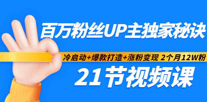 百万粉丝UP主独家秘诀:冷启动+爆款打造+涨粉变现2个月12W粉(21节视频课)-资源宝库吧