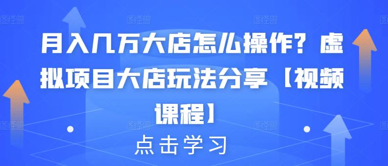 月入几万大店怎么操作?虚拟项目大店玩法分享【视频课程】-资源宝库吧