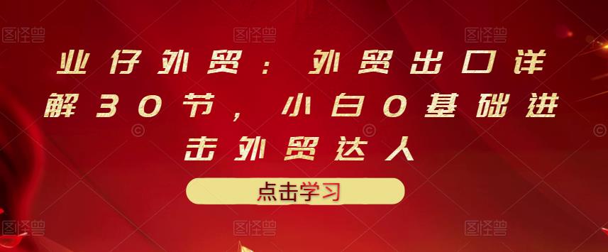 业仔外贸:外贸出口详解30节,小白0基础进击外贸达人 价值666元-资源宝库吧
