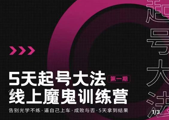 大播·五天起号魔鬼训练营,告别光学不练,逼自己上车,成败与否,5天拿到结果-资源宝库吧