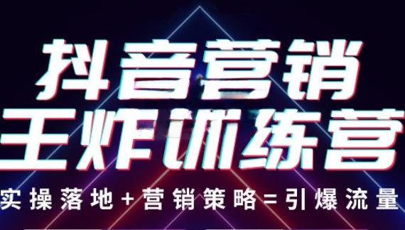 抖音营销王炸训练营,实操落地+营销策略=引爆流量(价值8960元)-资源宝库吧