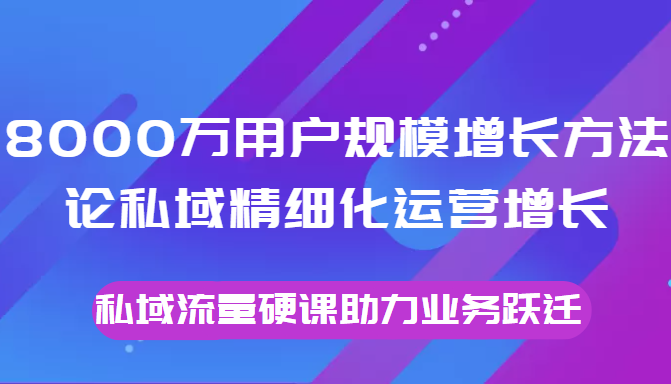 8000万用户规模增长方法论私域精细化运营增长,私域流量硬课助力业务跃迁-资源宝库吧