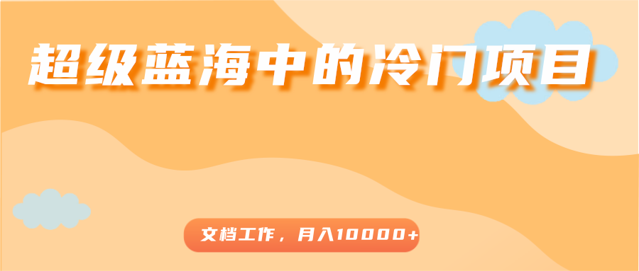 超级蓝海中的冷门项目,文档工作,好玩又赚钱,月入10000+-资源宝库吧