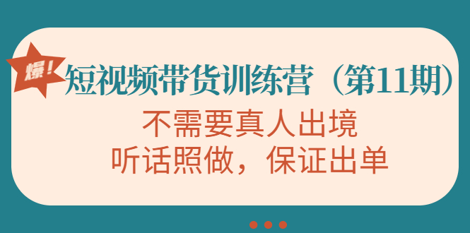 视频带货训练营,不需要真人出境,听话照做,保证出单(第11期)-资源宝库吧