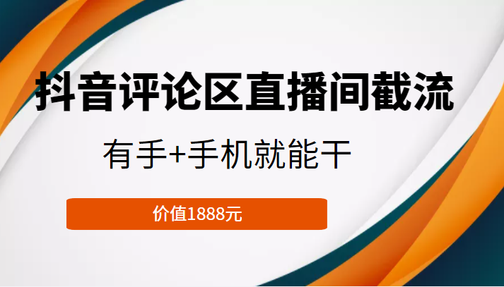 抖音评论区直播间截流,有手+手机就能干,门槛极低,模式可大量复制(价值1888元)-资源宝库吧