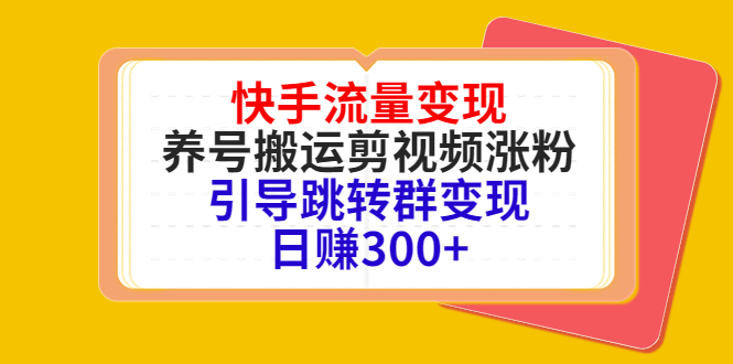 快手流量变现,养号搬运剪视频涨粉,引导跳转群变现日赚300+-资源宝库吧