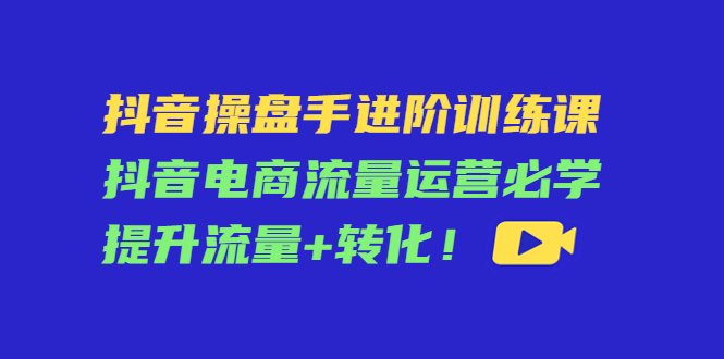 抖音操盘手进阶训练课:抖音电商流量运营必学,提升流量+转化-资源宝库吧
