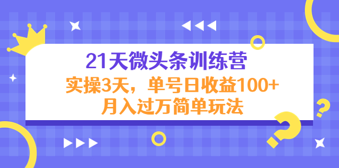 21天微头条训练营，实操3天，单号日收益100+月入过万简单玩法-资源宝库吧