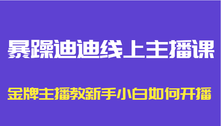 暴躁迪迪线上主播课,金牌主播教新手小白如何开播-资源宝库吧
