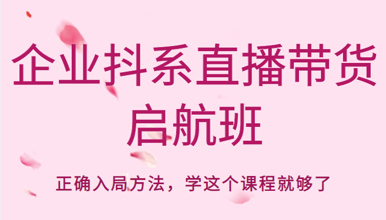 企业抖系直播带货启航班,正确入局方法,学这个课程就够了-资源宝库吧