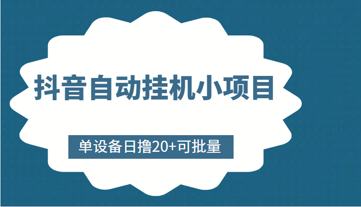 抖音自动挂机小项目,单设备日撸20+,可批量,号越多收益越大-资源宝库吧