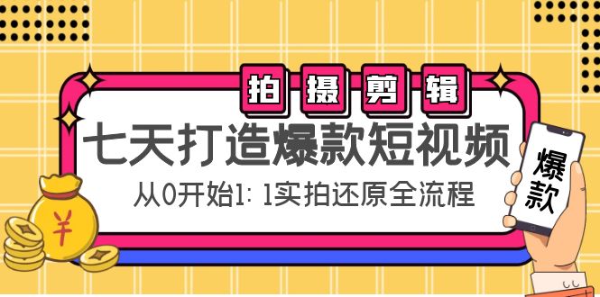 七天打造爆款短视频:拍摄+剪辑实操,从0开始1:1实拍还原实操全流程-资源宝库吧