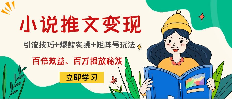 小说推文训练营:引流技巧+爆款实操+矩阵号玩法,百倍效益、百万播放秘笈-资源宝库吧