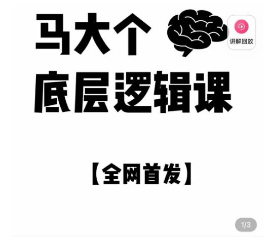 马大个·底层逻辑课，51节底层逻辑智慧课-价值1980元-资源宝库吧