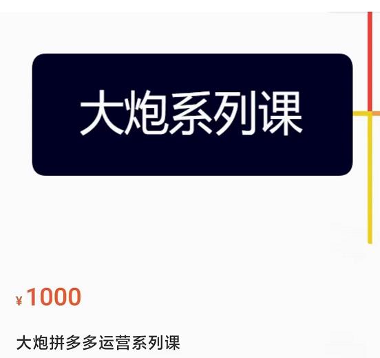 大炮拼多多运营系列课,各类玩法合集,拼多多运营玩法实操-资源宝库吧