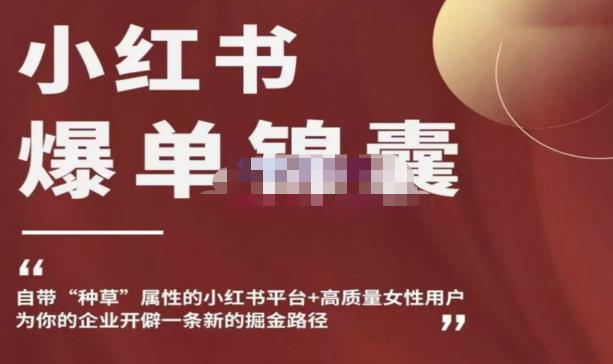 小红书爆单锦囊,自带种草属性+高质量女性用户,为你的企业开辟一条新的掘金路径-资源宝库吧
