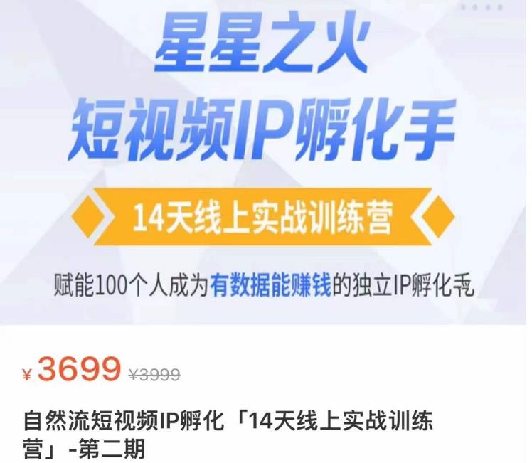 瑶瑶·自然流短视频IP孵化第二期,14天线上实战训练营,赋能100个人成为有数据能赚钱的独立IP孵化手-资源宝库吧