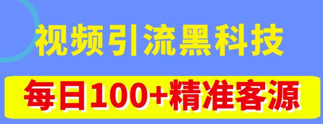 视频引流黑科技玩法,不花钱推广,视频播放量达到100万+,每日100+精准客源-资源宝库吧
