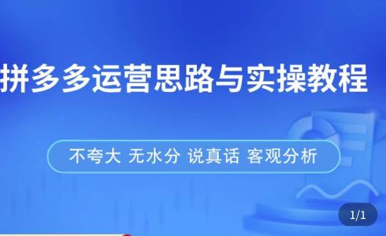 拼多多店铺运营思路与实操教程，快速学会拼多多开店和运营，少踩坑，多盈利-资源宝库吧