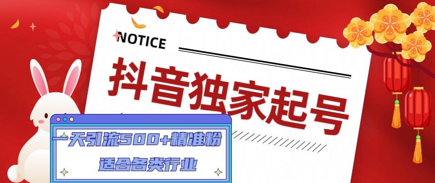 抖音独家起号,一天引流500+精准粉,适合各类行业(9节视频课)-资源宝库吧