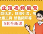 5套·美业短视频运营课从场景到话术·精准引流·吸金文案工具·销售闭环等-资源宝库吧